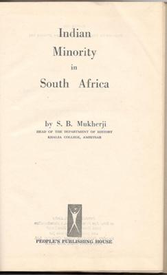 INDIAN MINORITY IN SOUTH AFRICA